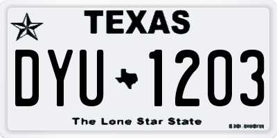 TX license plate DYU1203
