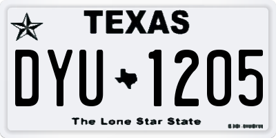 TX license plate DYU1205