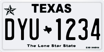 TX license plate DYU1234