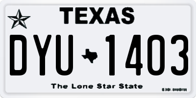 TX license plate DYU1403