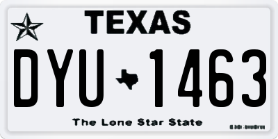 TX license plate DYU1463
