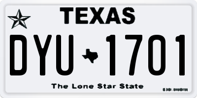 TX license plate DYU1701