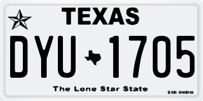 TX license plate DYU1705