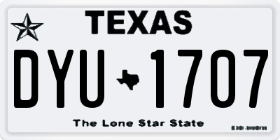 TX license plate DYU1707