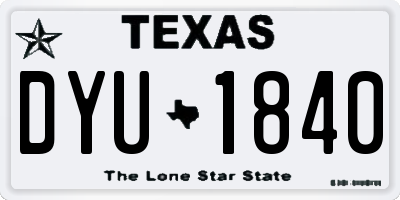 TX license plate DYU1840