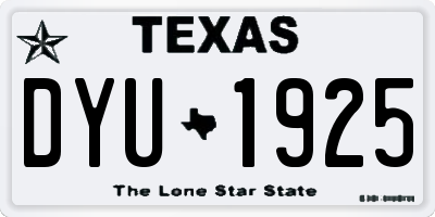 TX license plate DYU1925