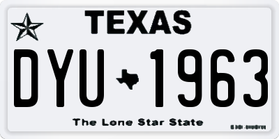 TX license plate DYU1963