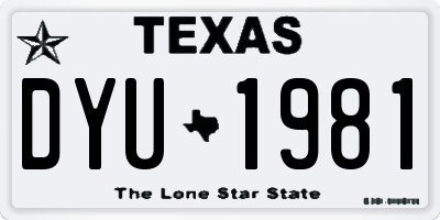 TX license plate DYU1981