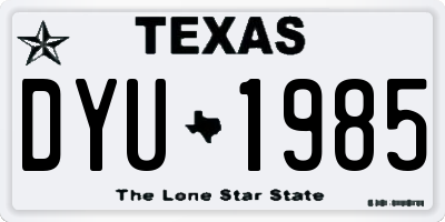 TX license plate DYU1985