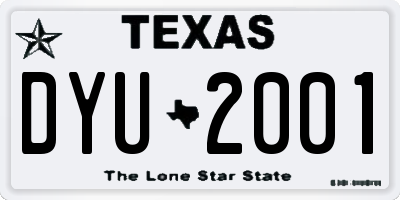 TX license plate DYU2001