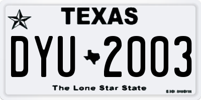 TX license plate DYU2003