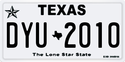TX license plate DYU2010
