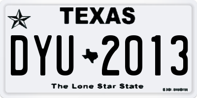 TX license plate DYU2013