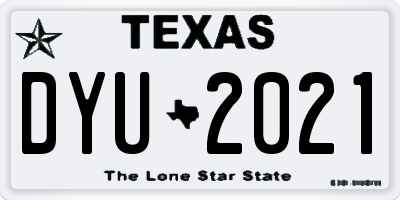 TX license plate DYU2021