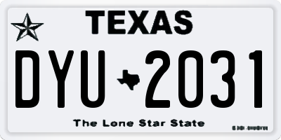 TX license plate DYU2031