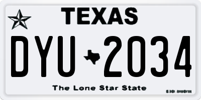 TX license plate DYU2034