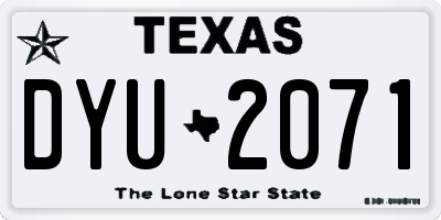 TX license plate DYU2071