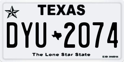 TX license plate DYU2074