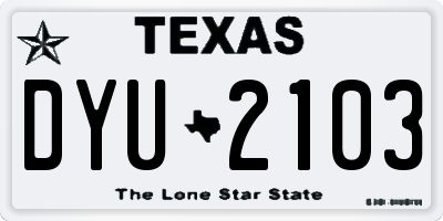 TX license plate DYU2103