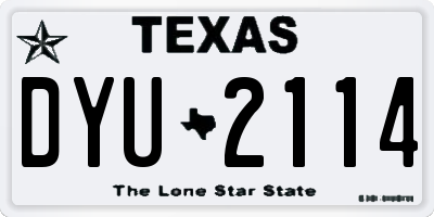 TX license plate DYU2114