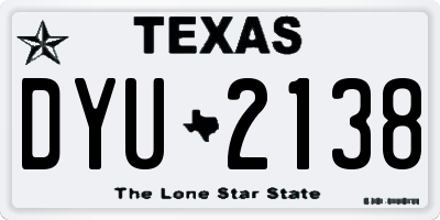 TX license plate DYU2138