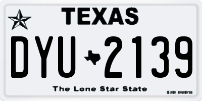 TX license plate DYU2139