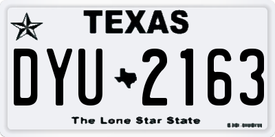 TX license plate DYU2163