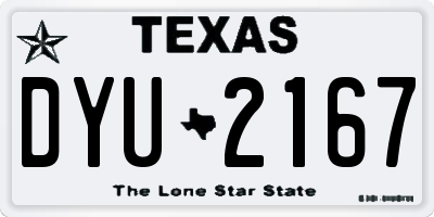 TX license plate DYU2167