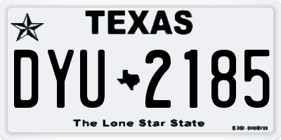 TX license plate DYU2185