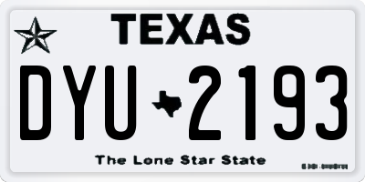 TX license plate DYU2193