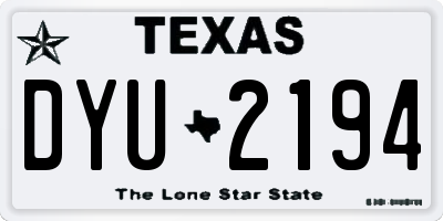 TX license plate DYU2194