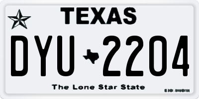 TX license plate DYU2204