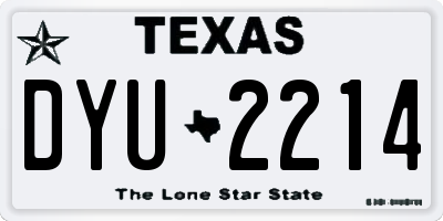 TX license plate DYU2214
