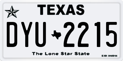 TX license plate DYU2215