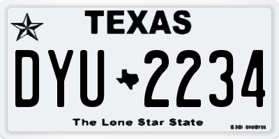 TX license plate DYU2234