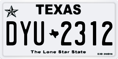 TX license plate DYU2312