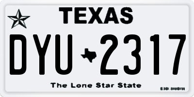 TX license plate DYU2317