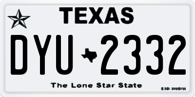 TX license plate DYU2332