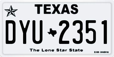TX license plate DYU2351