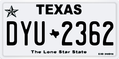 TX license plate DYU2362