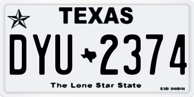 TX license plate DYU2374