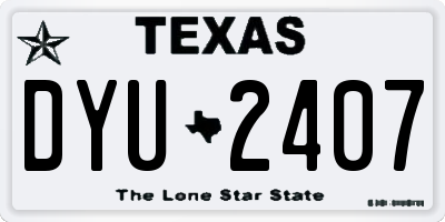 TX license plate DYU2407