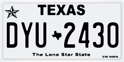 TX license plate DYU2430