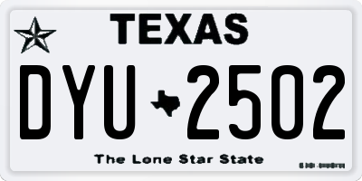 TX license plate DYU2502