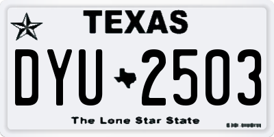 TX license plate DYU2503