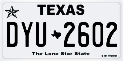 TX license plate DYU2602