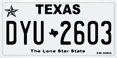 TX license plate DYU2603