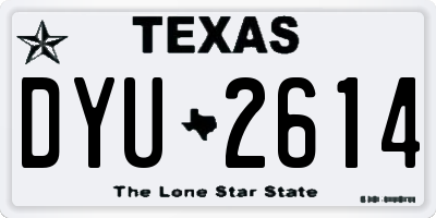 TX license plate DYU2614