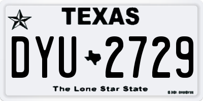 TX license plate DYU2729
