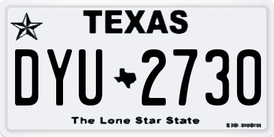 TX license plate DYU2730